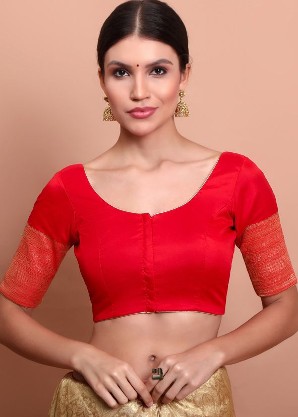 Red Color Silk Saree Blouse 
