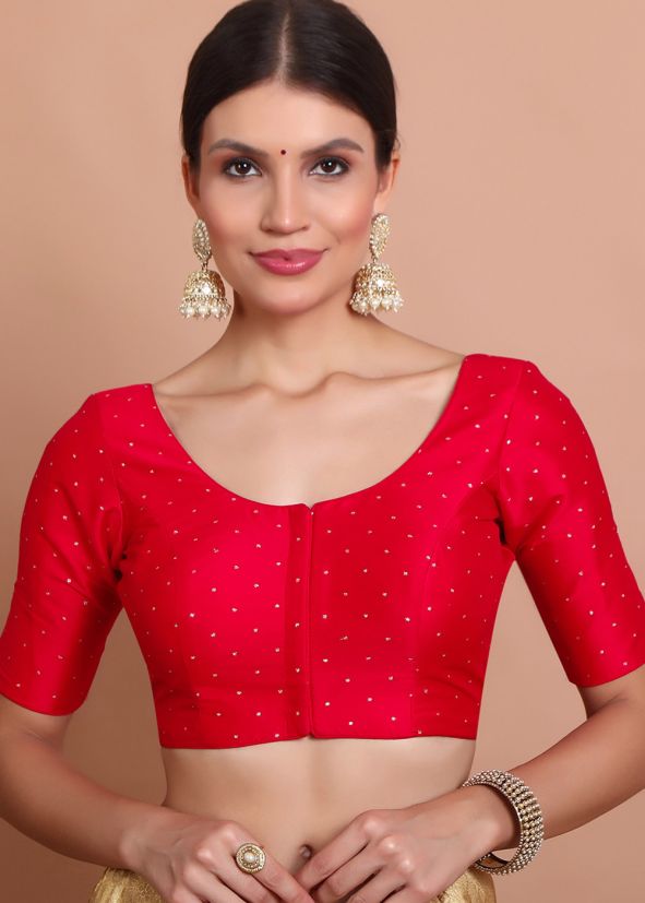 Red Color Silk Saree Blouse 