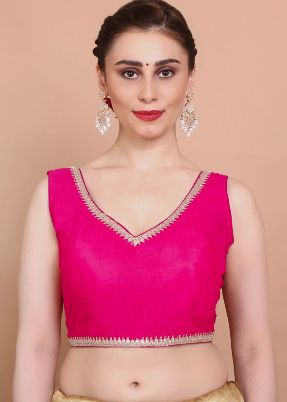 Pink Color Tissue Saree Blouse 