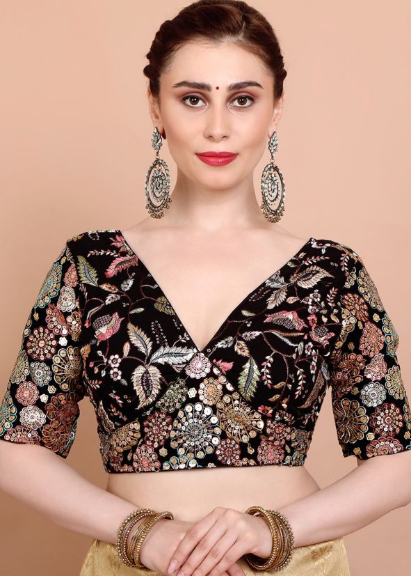 Black Color Georgette Saree Blouse 