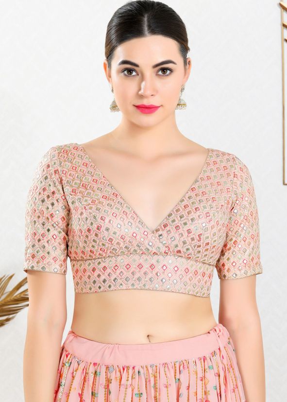 Pink Emboidered Georgette Blouse