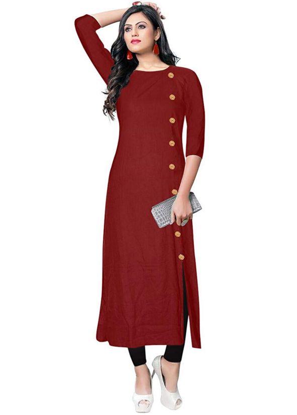 Maroon Buttoned Up Readymade Kurta Bottom
