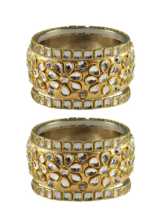Golden Stone Studded Bangle Set