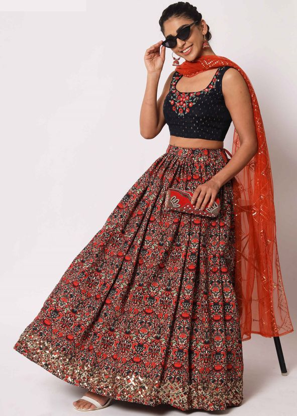 Multicolor Mirror Work Lehenga Choli