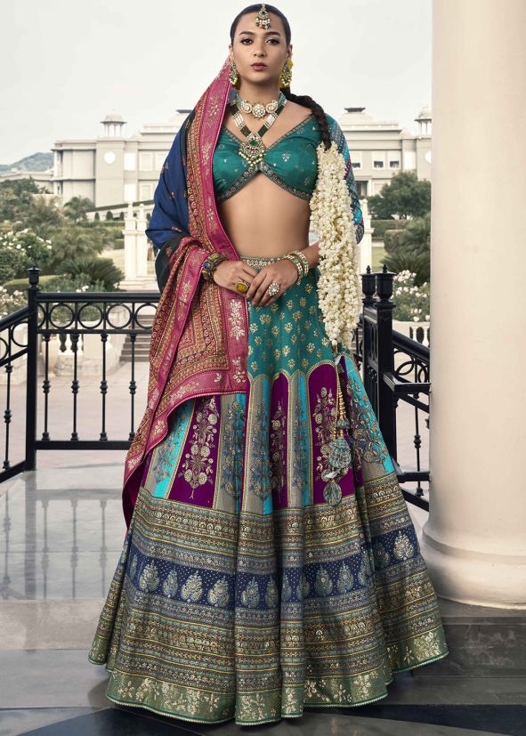 Blue Readymade Sequin Work Lehenga Choli