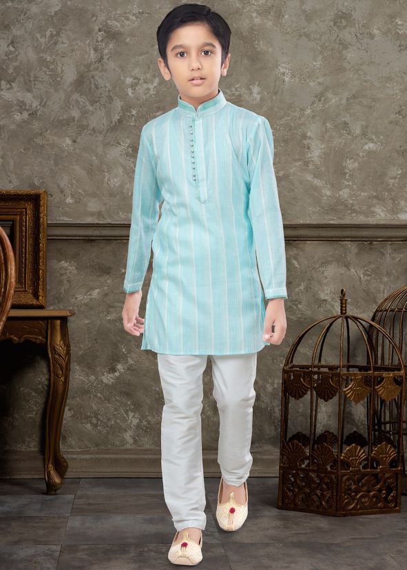 Blue Printed Kurta Pajama
