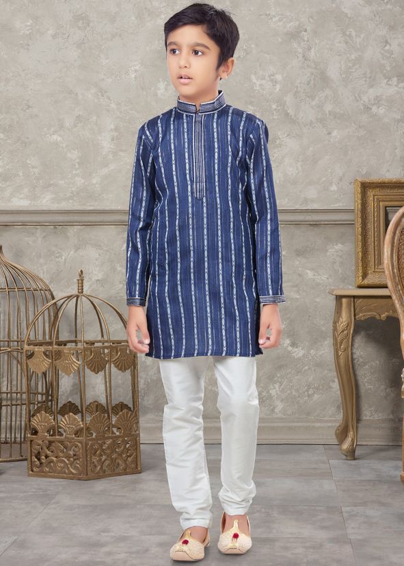 Blue Printed Kurta Pajama
