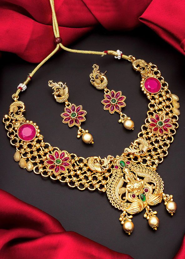 Multicolor Temple Style Necklace Set