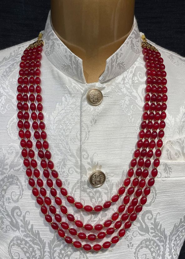 Maroon Beaded Multi Layered Kantha Mala