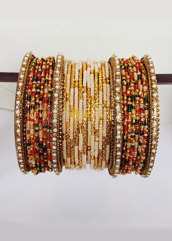 Bridal Multicolor Beaded Bangle Set