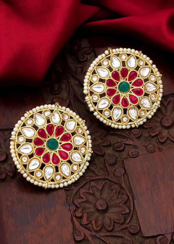 Multicolored Kundan Studded Stud Earrings