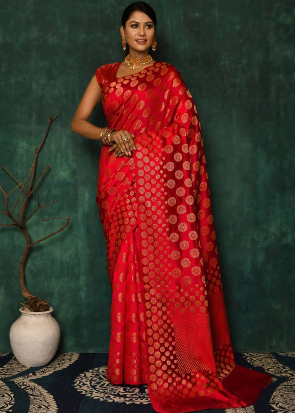 Red Woven Border Silk Saree