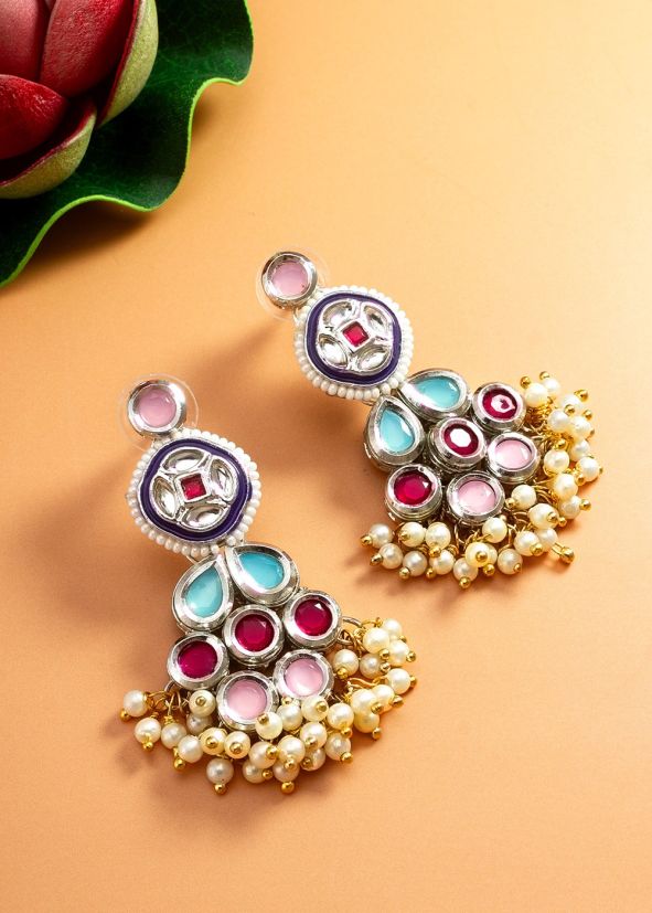 Multicolor Beaded Alloy Based Earrings