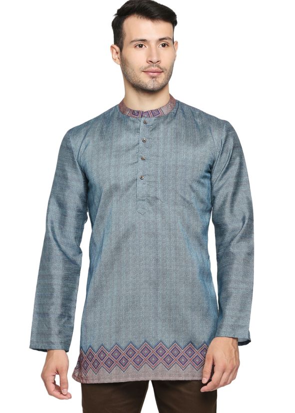 Readymade Blue Short Printed Kurta