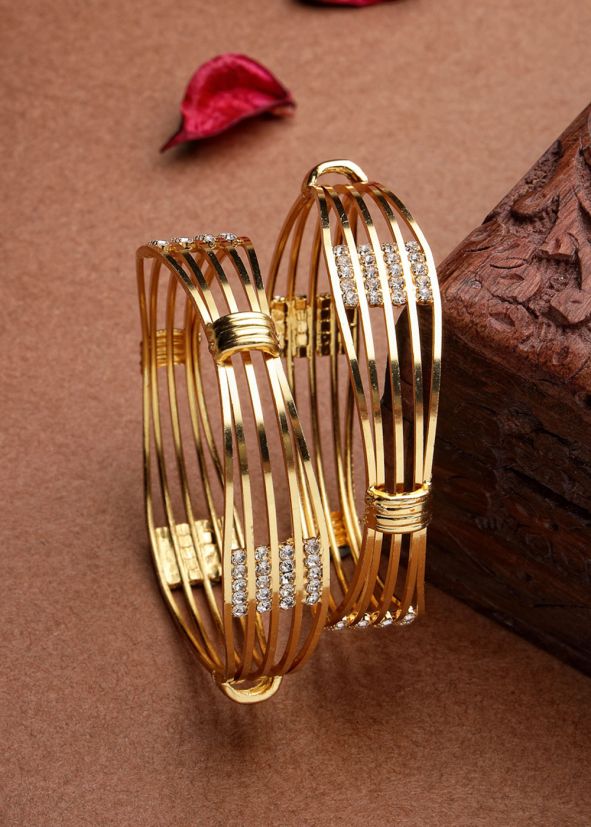 Golden Kundan Studded Bangle Set