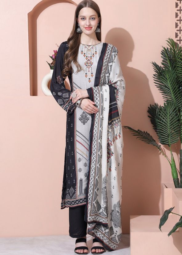 Off White Digital Print Pant Style Suit