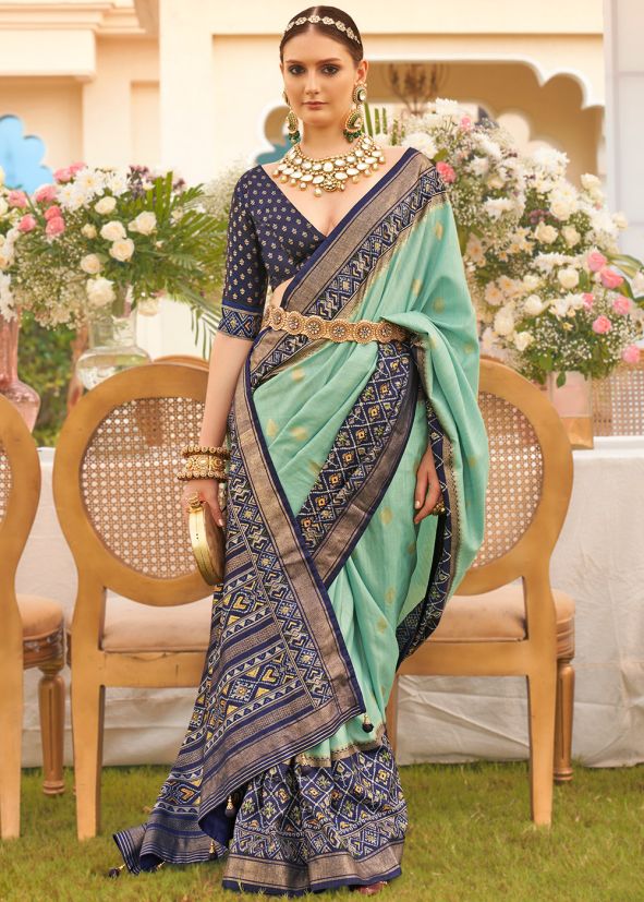 Green Woven Border Silk Saree