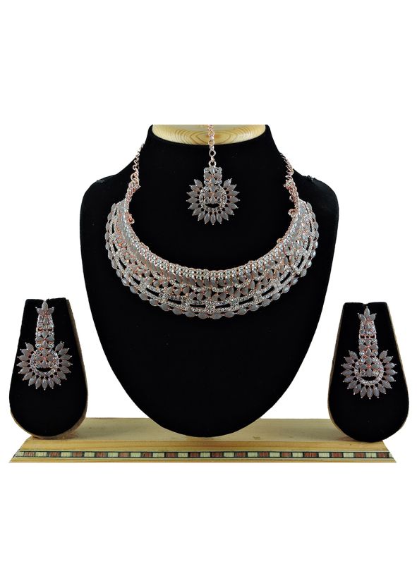 Grey Necklace Set In Stone work