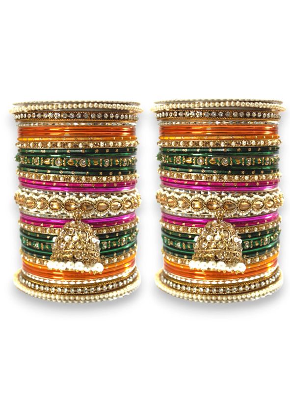 Multicolor Stone Studded Bangle Set
