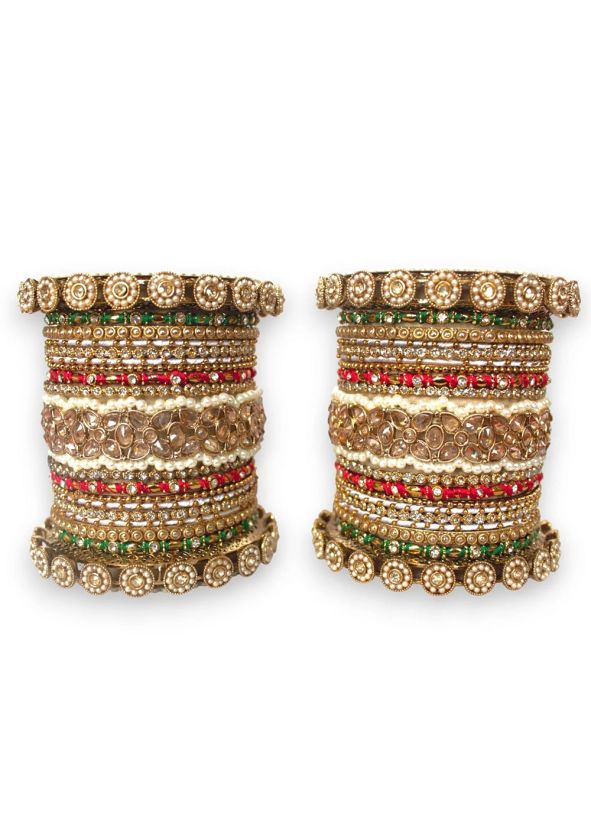 Multicolor Stone Studded Bangle Set