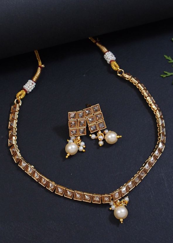 Golden Alloy Based Necklace Set