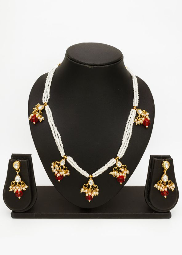 Pink Beaded Necklace Set