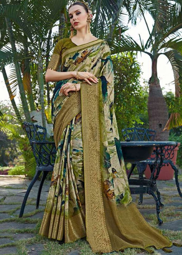 Multicolor Printed Saree In Silk