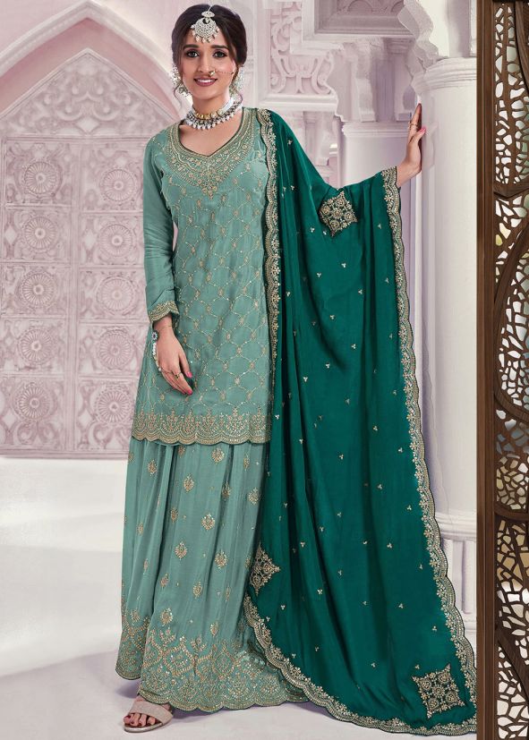 Green Embroidered Salwar Suit Set