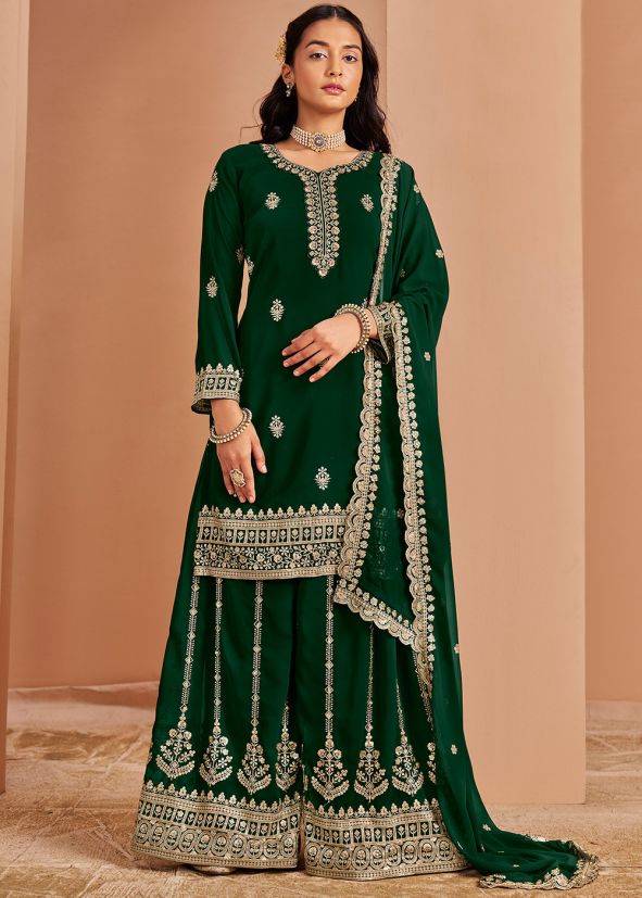 Green Embroidered Salwar Suit Set