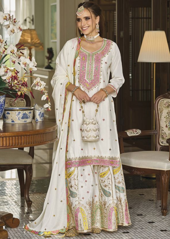 White Embroidered Salwar Suit Set