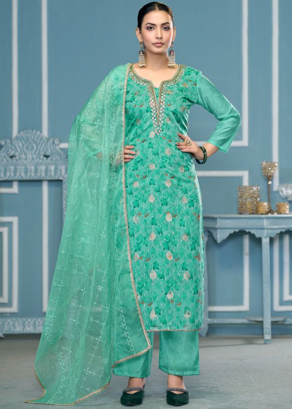 Blue Embroidered Salwar Suit Set