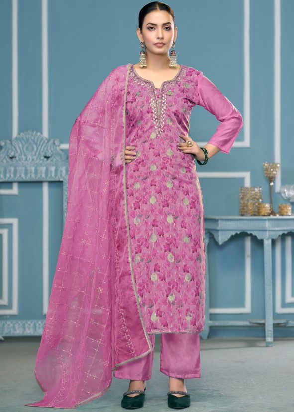 Pink Sequins Work Salwar Suit Set