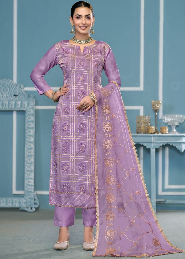 Purple Sequin Work Salwar Suit Set