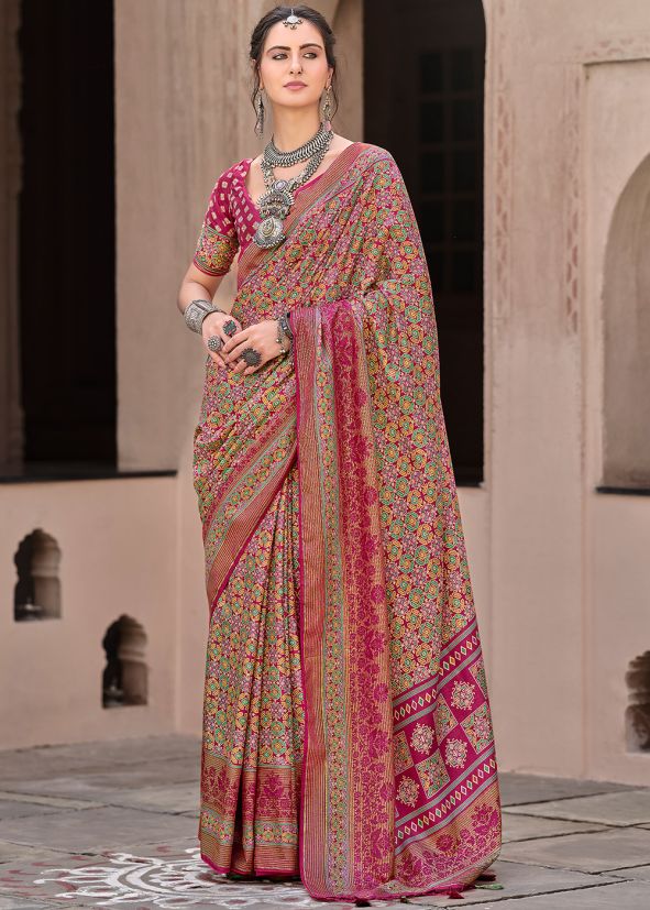Wine Art Silk Printed Saree