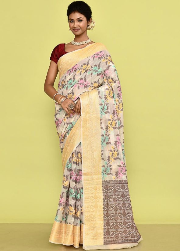 Multicolor Woven Work Saree In Silk