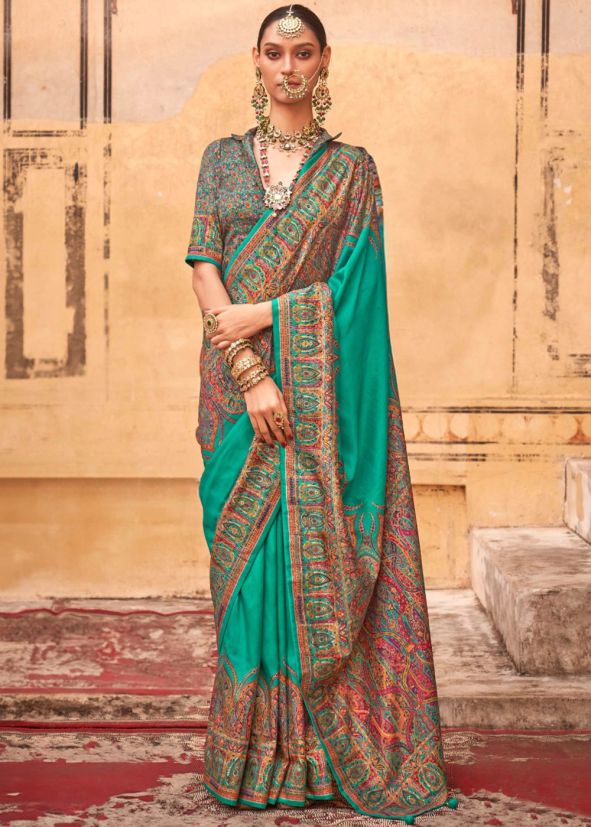 Green Art Silk Printed Saree