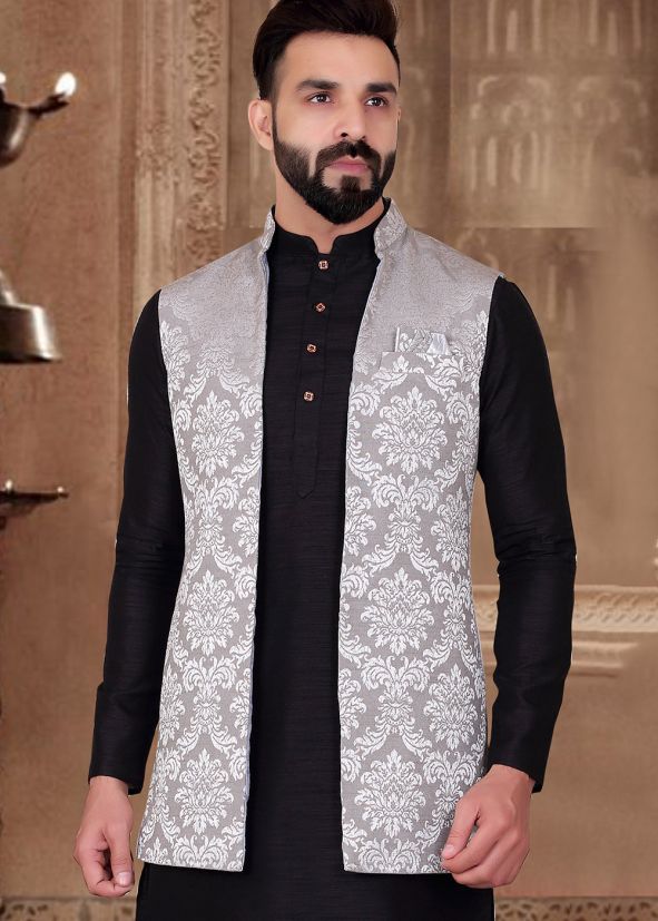 Readymade Grey Woven Brocade Jacket