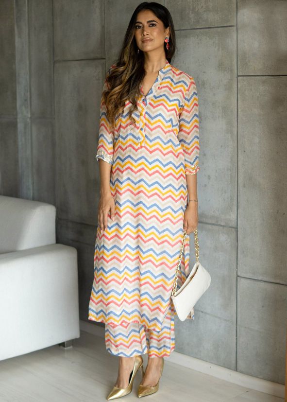 Multicolored Digital Printed Kurta Set