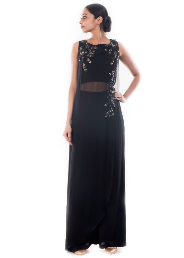 Black Georgette Top & Palazzo Set