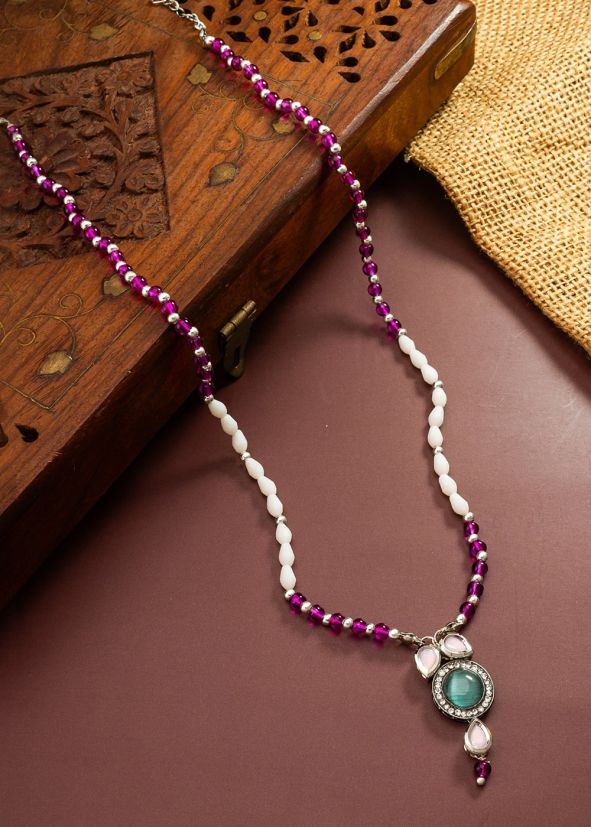 Multicolor Alloy Based Beaded Necklace