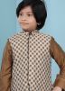 Readymade Brown Pleated Kurta Pyjama With Jacket