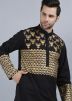 Black Printed Readymade Kurta Pajama