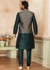 Green Readymade Kurta Churidar & Nehru Jacket