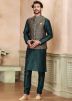 Green Readymade Kurta Churidar & Nehru Jacket