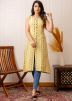 Yellow Printed Cotton Kurti