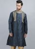 Blue Embroidered Readymade Kurta
