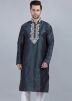 Blue Embroidered Readymade Kurta