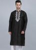 Black Embroidered Readymade Kurta 