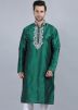 Green Embroidered Readymade Kurta 