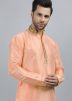 Peach Embroidered Readymade Kurta